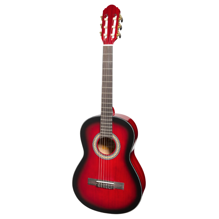 Martinez 'Slim Jim' G-Series 3/4 Size Classical Guitar w/ Built-in Tuner (Trans Wine Red)