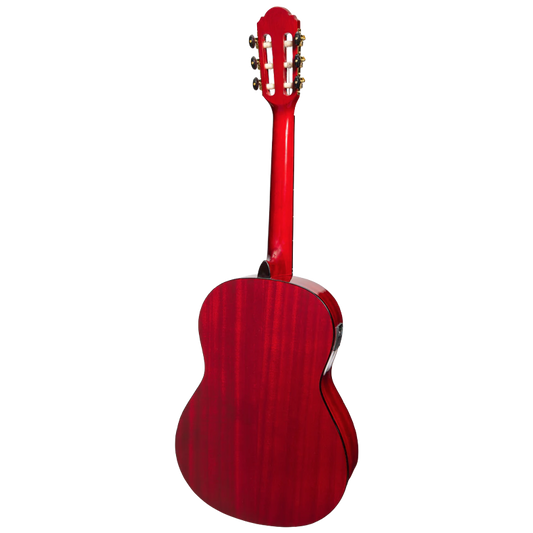 Martinez 'Slim Jim' G-Series 3/4 Size Classical Guitar w/ Built-in Tuner (Trans Wine Red)