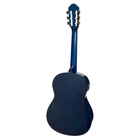 Martinez 'Slim Jim' G-Series 3/4 Size Classical Guitar w/ Built-in Tuner (Blue-Gloss)