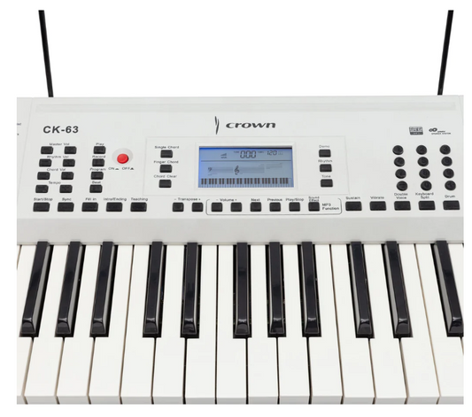 Crown CK-63 Multi-Function 61-Key Electronic Portable Keyboard with USB (White)