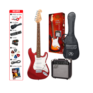 SX SE1SKCAR Electric Guitar Pack (Candy Apple Red)