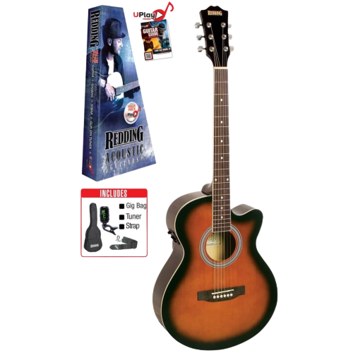 Redding RGC51PCETS Grand Concert Electric/Acoustic Guitar Package Tobacco
