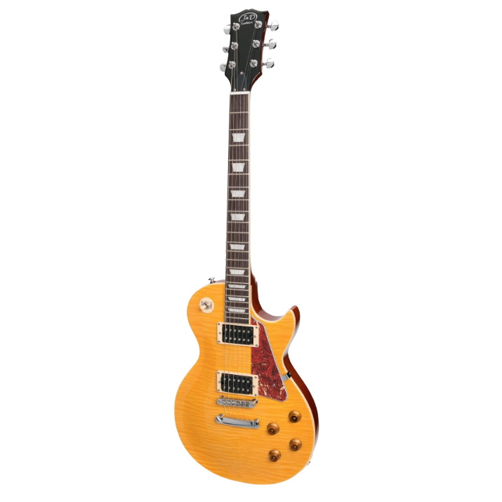 J&D LP2-TA LP-Style Custom Electric Guitar (Transparent Amber)