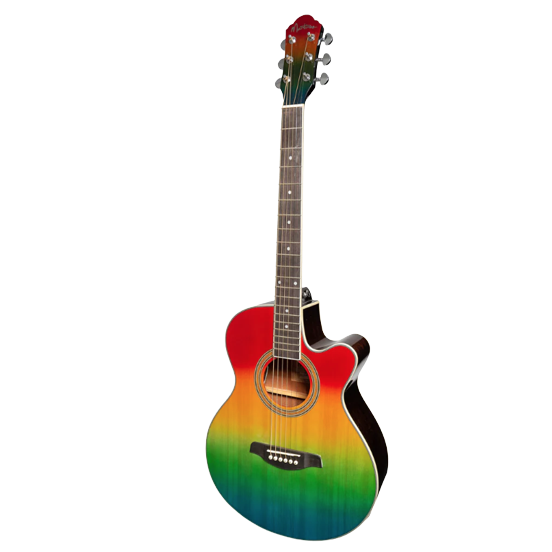 Martinez '41 Series' Folk Size Cutaway Acoustic-Electric Guitar (Rainbow Burst)